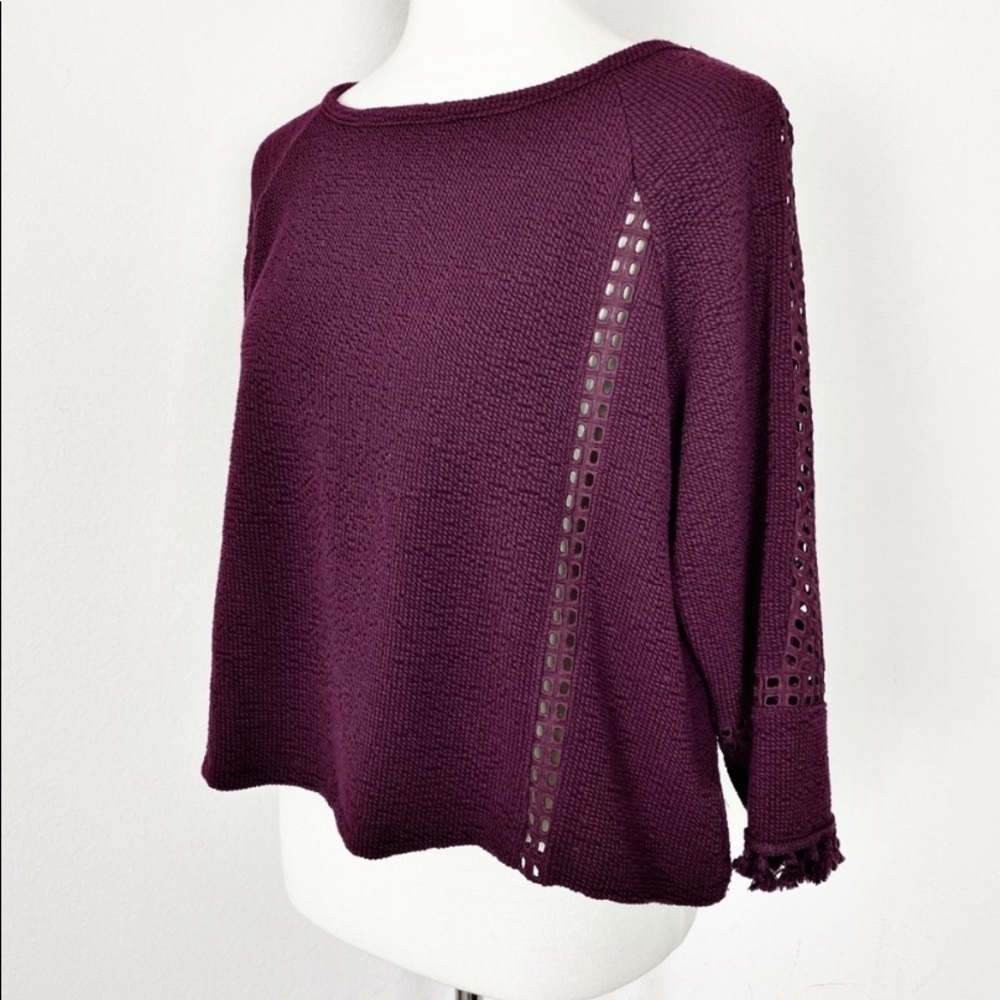 Anthropologie Pom Pom Blouse Red Wine Size S - Picture 2 of 10